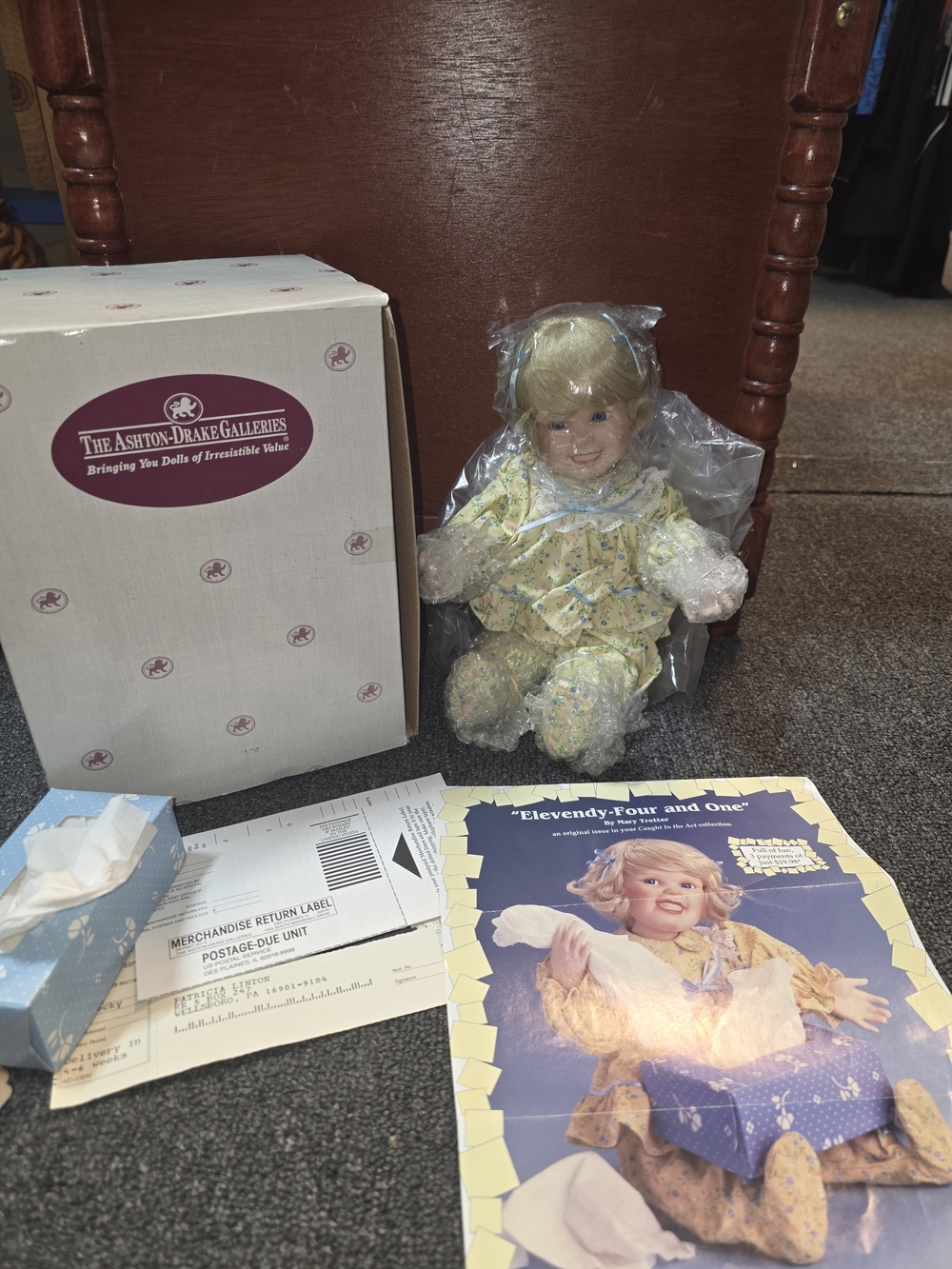 Ashton-Drake Galleries Blonde Porcelain Doll in Yellow Floral Outfit